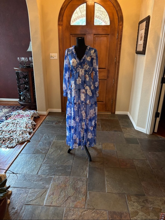 Source Unknown Dresses & Skirts - Source Unknown Blue and White Floral Tiered Maxi Dress